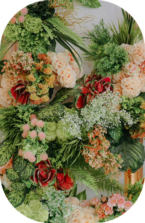 wall with flowers and greenery