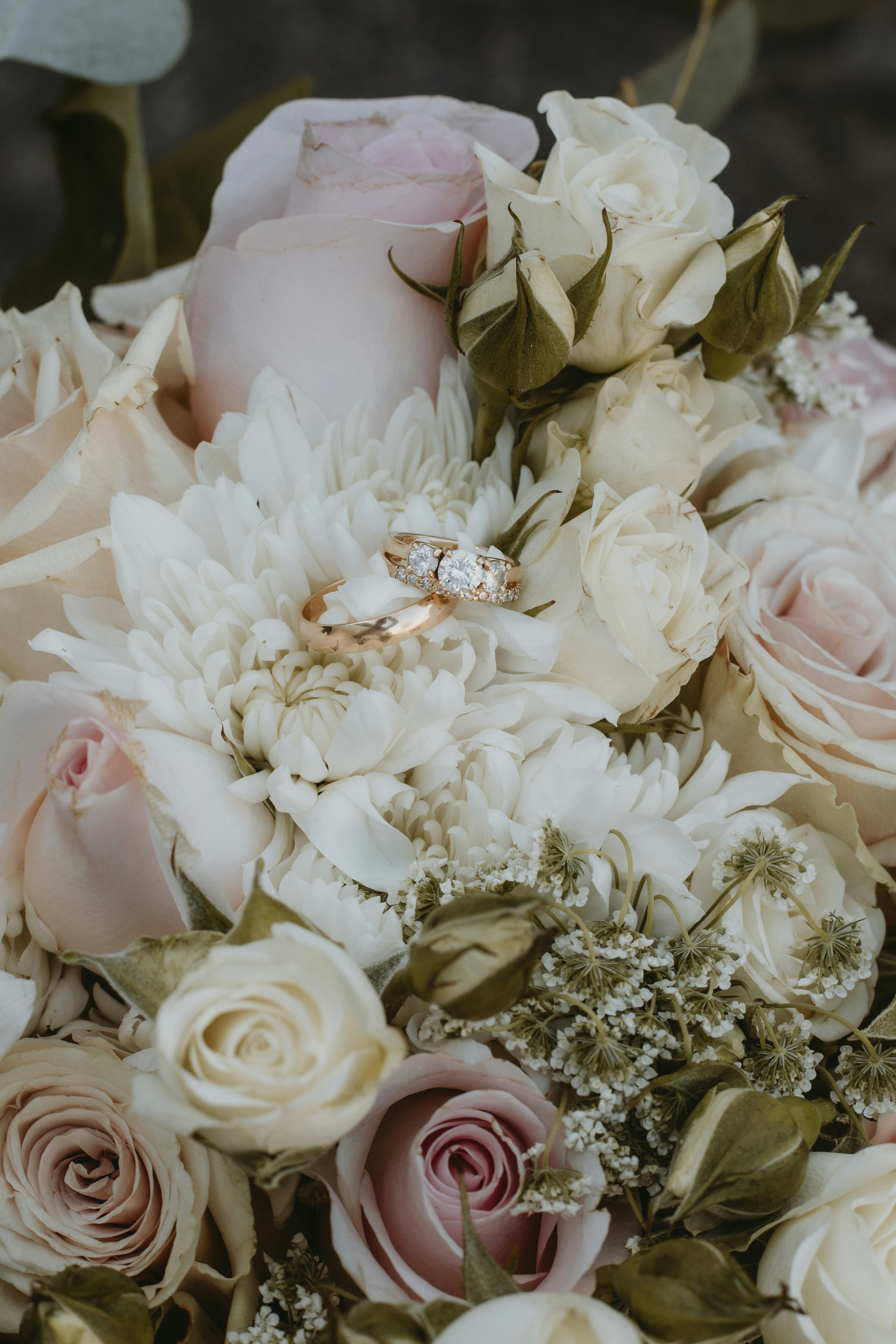 ring in a bed of flowers